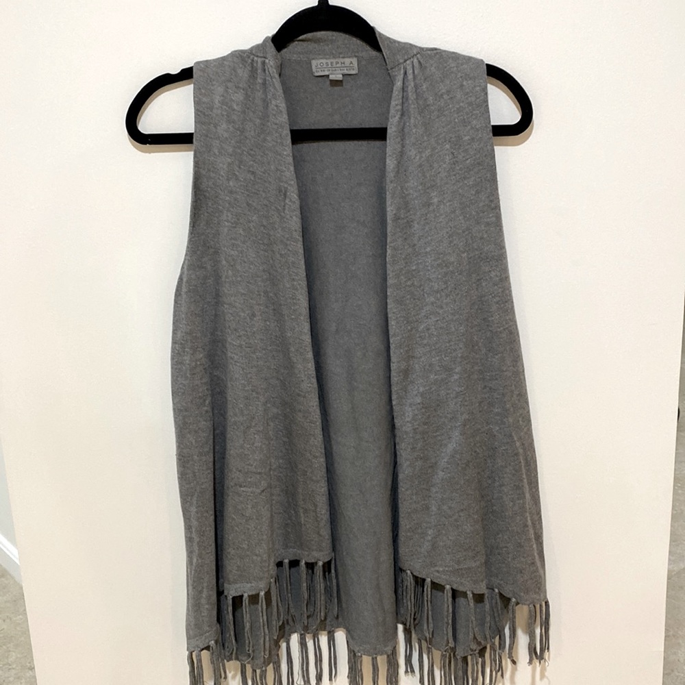 Grey fringe vest